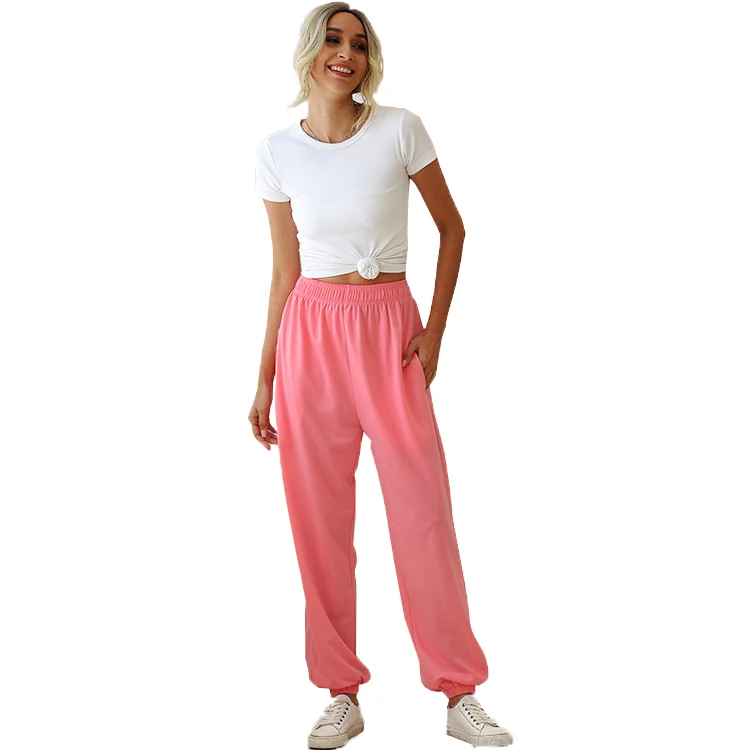 

M11564 Autumn casual high waist pants solid fitness women trousers
