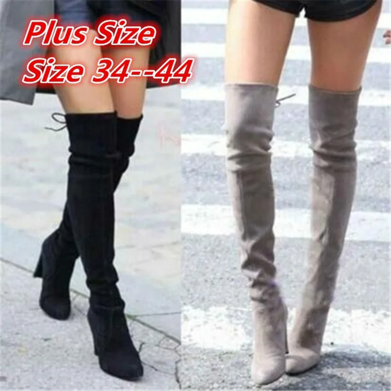 

New Faux Suede Slim Boots Sexy Over The Knee High Women Fashion Winter Thigh High Boots Shoes Woman Fashion Botas Mujer