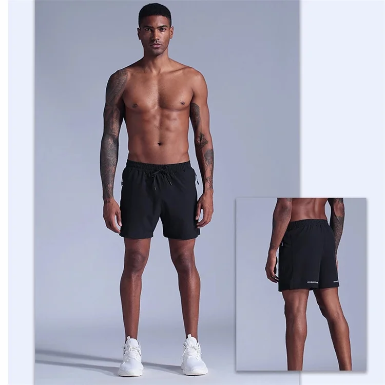 

Men Running Shorts with zipper Jogger Quick Dry Fitness Bodybuilding Sweatpants Gym Sport Shorts Training Short Pants badminton, Blue black gray