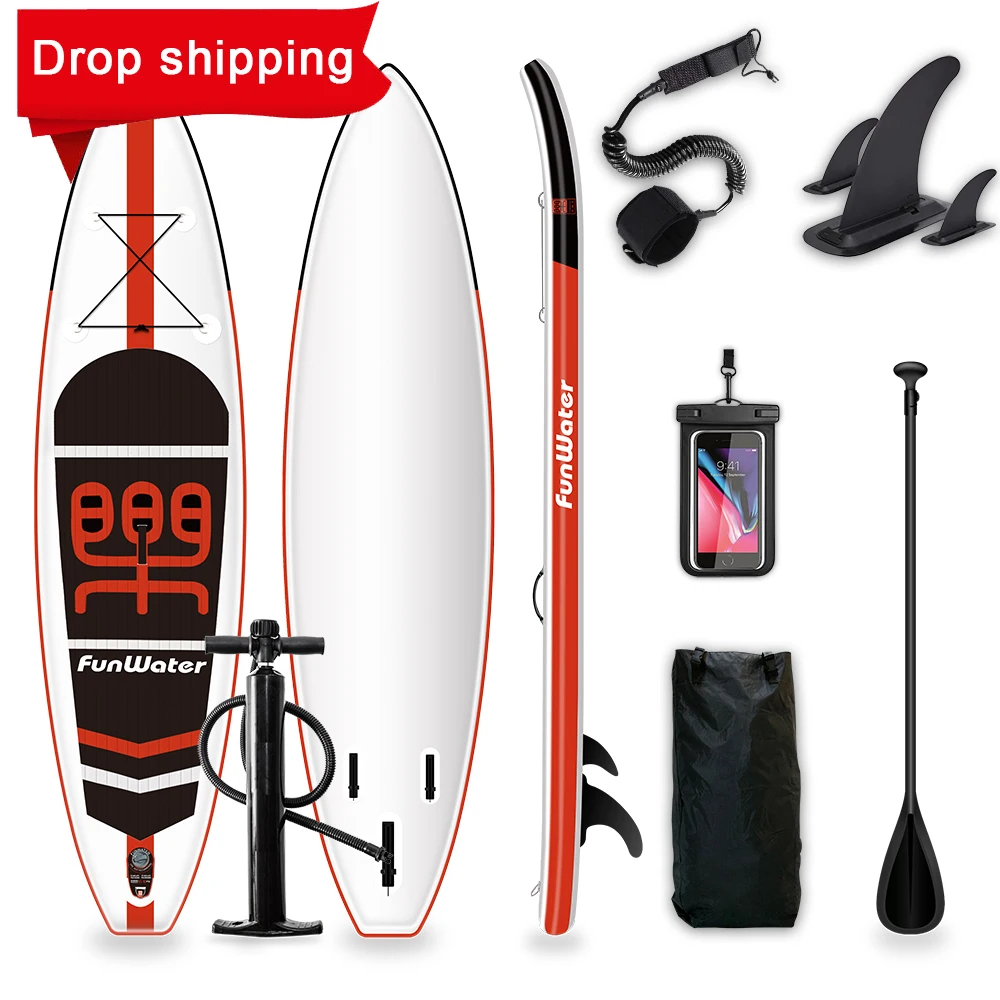 

FUNWATER Drop Shipping Surf board surfing 2021 inflatable price stand up surfboard water board price sup paddleboard, Orange