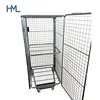 Industrial logistics anti-theft galvanized storage stackable folding transport metal steel wire mesh security roller cage