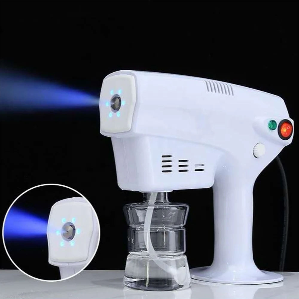 

1200W Handheld Atomization Disinfection Fog Machine Stage Smoke Machine Light Nano Steam Gun Hair Spray Machine 220V 110V, White