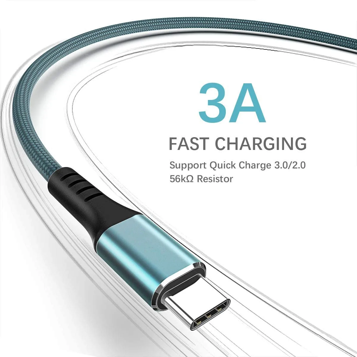 

high quality 3A USB C Cable fast charging tipo c charger data cable type-c cable, Black,white or customize,up to you