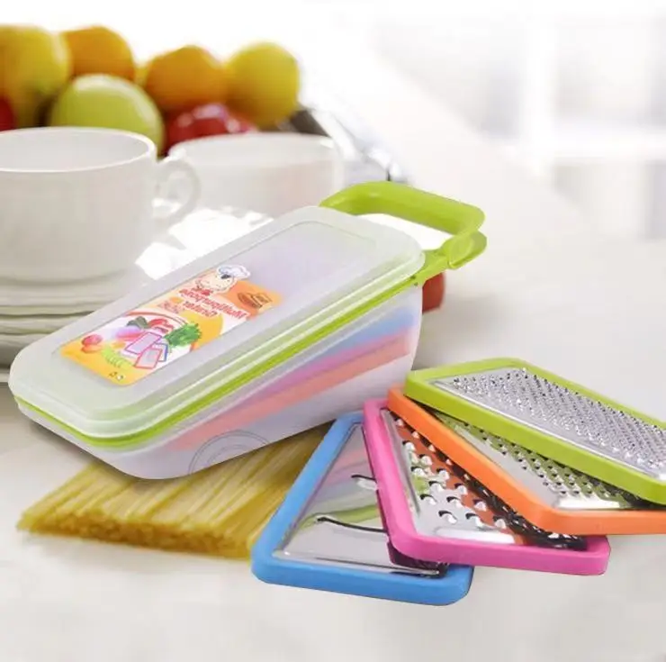 

Multi-Functional Vegetable Cheese Grater lemon zester with Food Storage Container and Lid Vegetable Cutter Potato Peeler Slicer