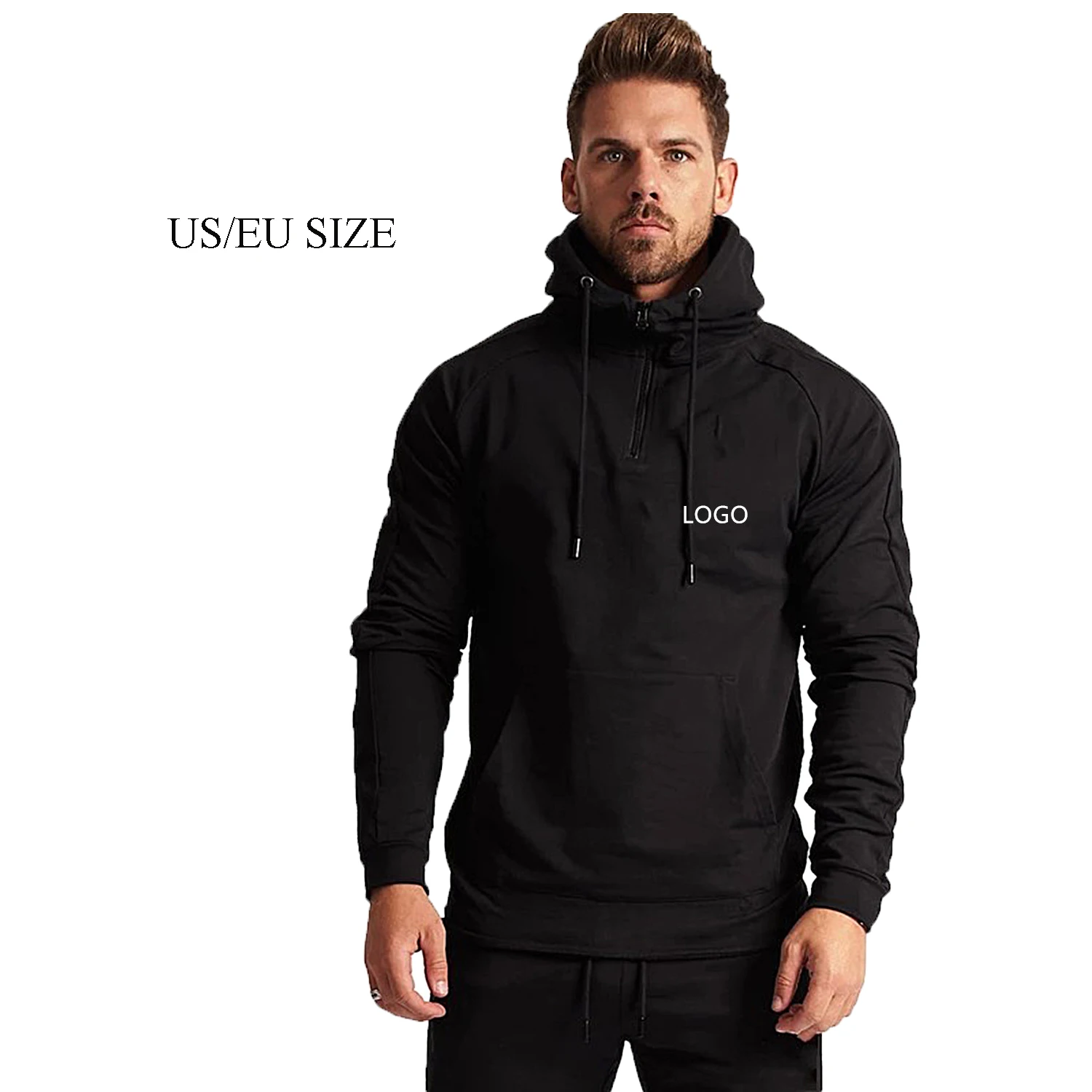 

Wholesale Custom Mens Cotton Plain High Quality Fleece Sweatshirts Gym Fitness Zip Up Hoodies, Customized color
