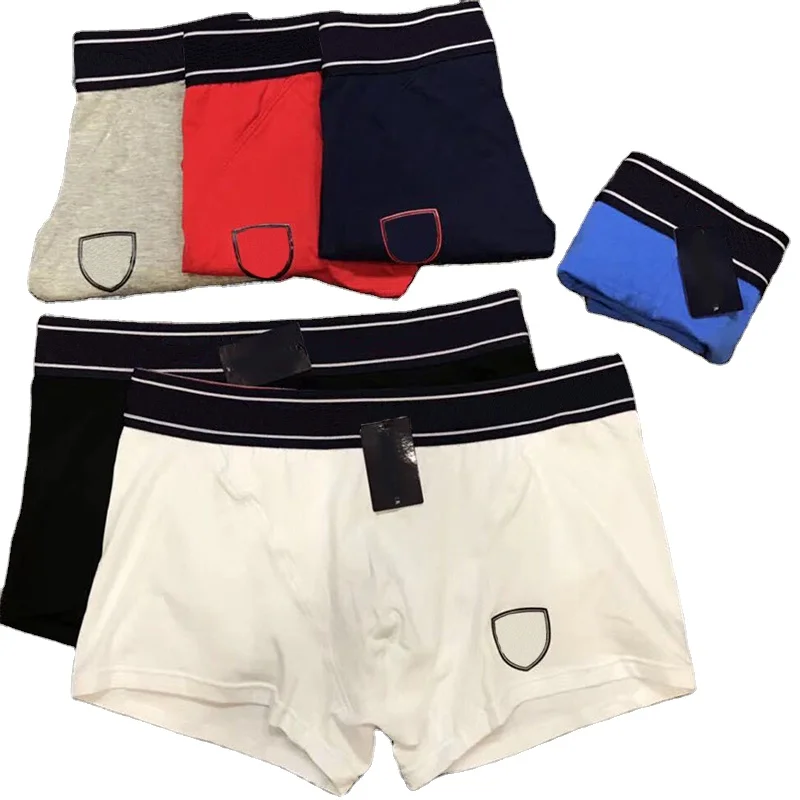 

6 Colors Man Underwear Cotton Boxer Fashion Letter Printed Webbing Elastic Waist Casual Male Shorts Wholesale OEM