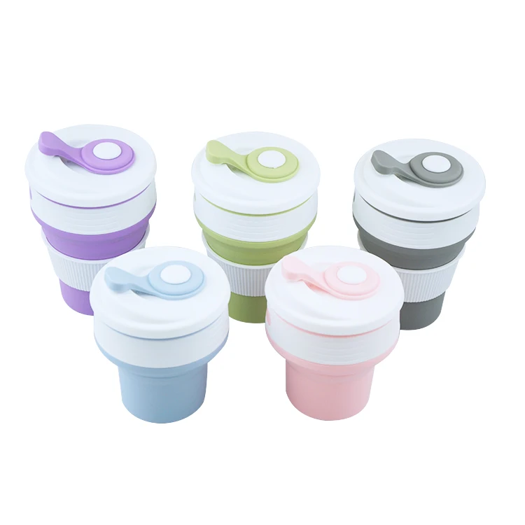 

Wholesale BPA Free Silicone Reusable Folding Coffee Cup Collapsible Silicone Coffee Cup, White / black / gold / silver