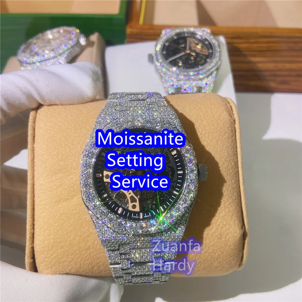 

Luxury Bling Jewelry Full Diamond Dial Watch VVS Moissanite Iced Out Watch