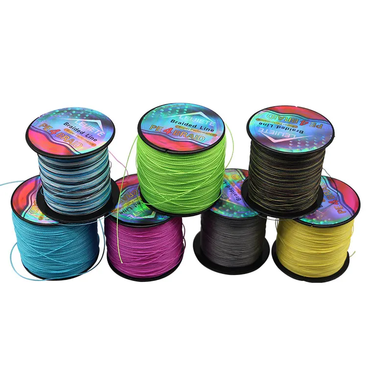 OEM 7 Colors Wholesale Super Strong PE Braided Fishing Line 300m Fishing Line 4 Strands Fishing Line, Multi blue