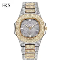 

Shenzhen Factory Mens Watches Luxury Brand Fashion Full Diamond Date Quartz Watch 18k Gold Iced Out Bling Watch