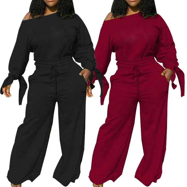 

Autumn Women Solid Color Sweater Womens Casual Wear Casual Lounge Wear Wholesale High Quality 2 Piece Fall Sets