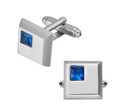 

Fashion jewelry silver men square blue crystal cufflinks French shirt sleeve cuff links