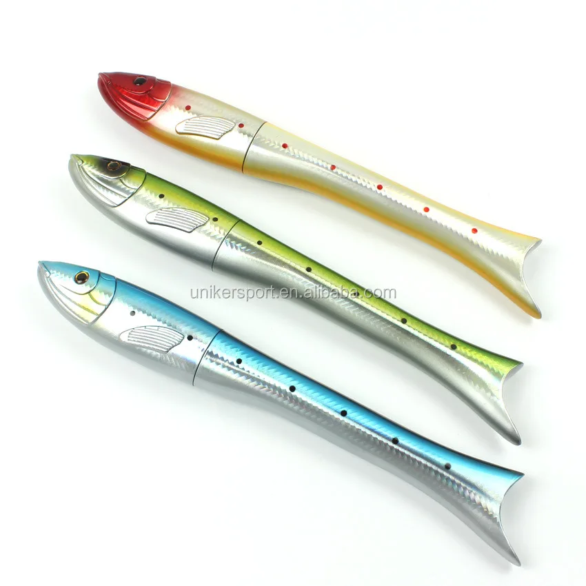 Metallic Pen-shaped Fishing Rod With Mini Plastic Spinning Reel