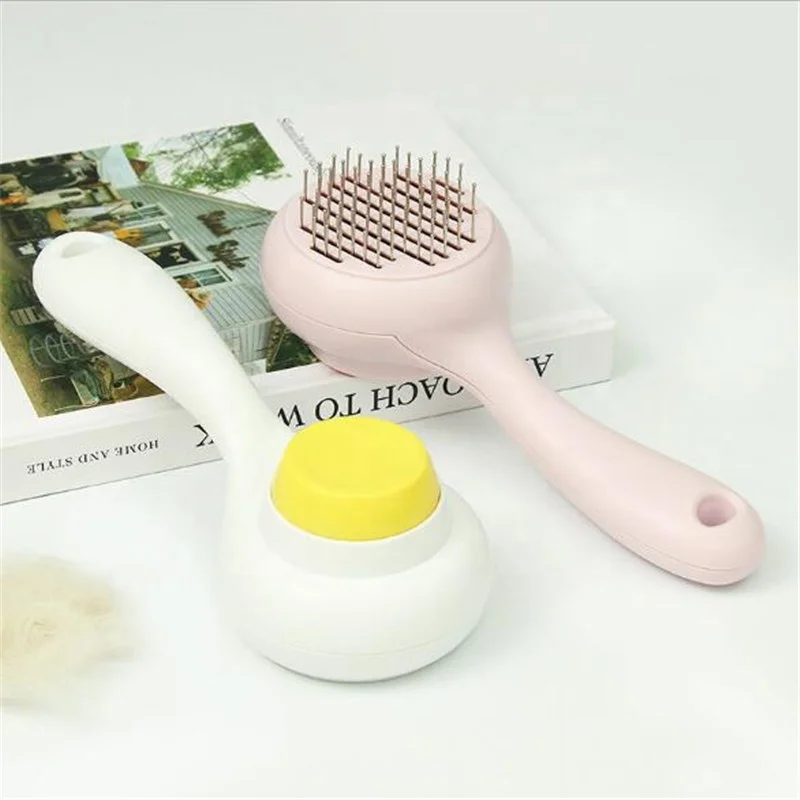 

Plastic Round Hair Remover Pet Brush, Pink/white