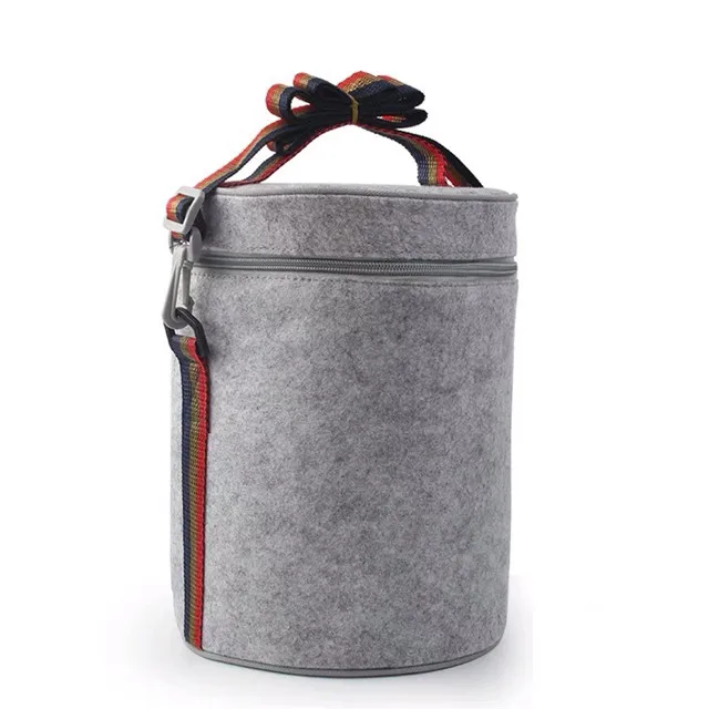 

Round Buet And Pan Aluminum Foil One-shoulder Insulation Bag Braised Pot Lunch Box Multi-layer Lunch Box Bag, Gray