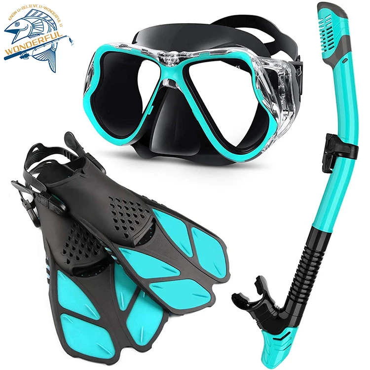 

Adult Silicone Full Dry Swimming Surfing Suit Set Snorkeling Mask Diving Goggles With Fins