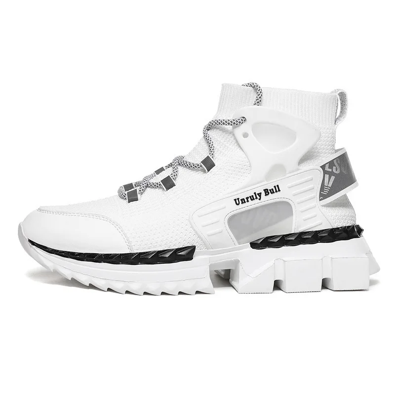 

2021 new reflective high-top shoes men's sports shoes tank socks shoes, 3 colors