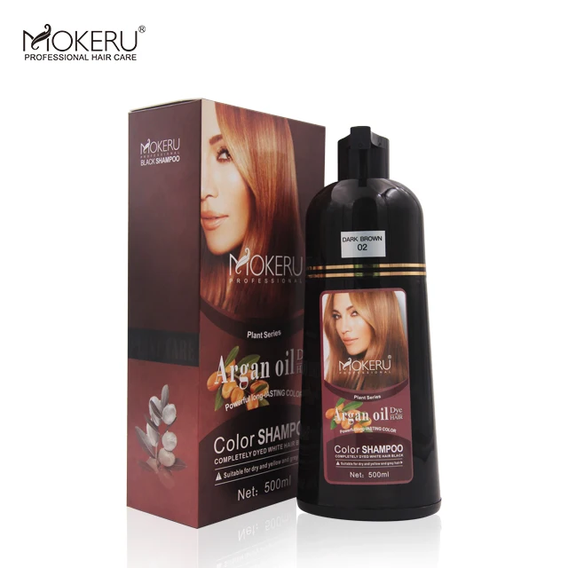 

500ml Argan Hair Dye Shampoo natural color dye shampoo for 100% cover grey hair long lasting brown color shampoo