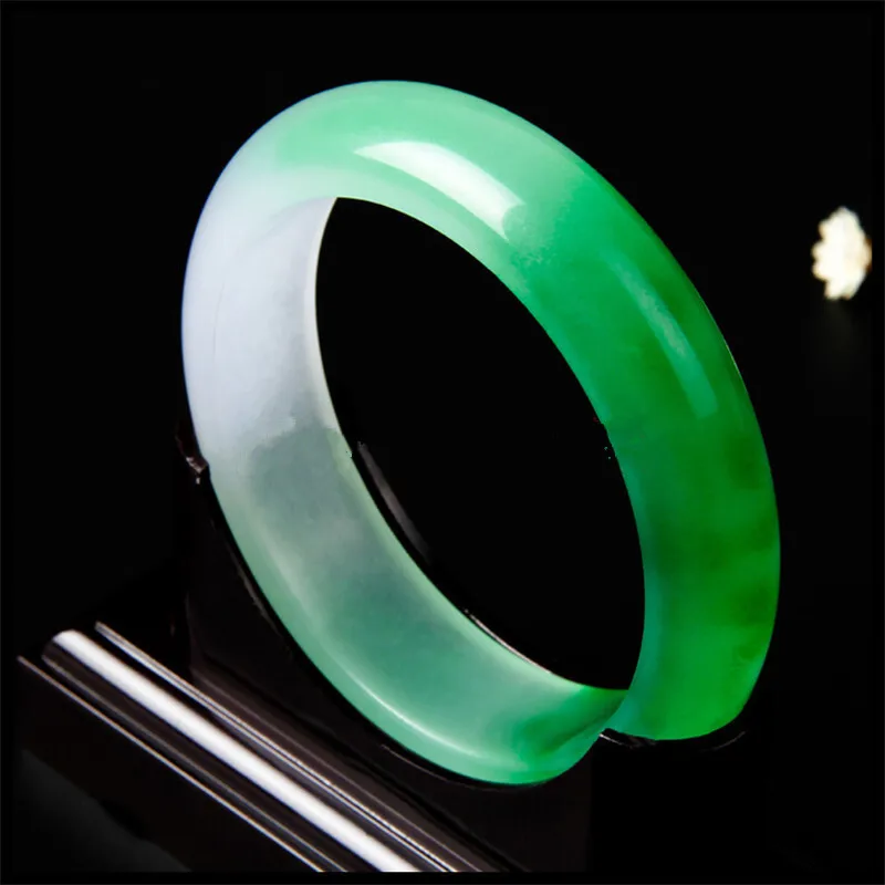 

Natural Stone Lucky Amulet Bracelet Gifts Green Chalcedony Jade Bangle for Women Her Men