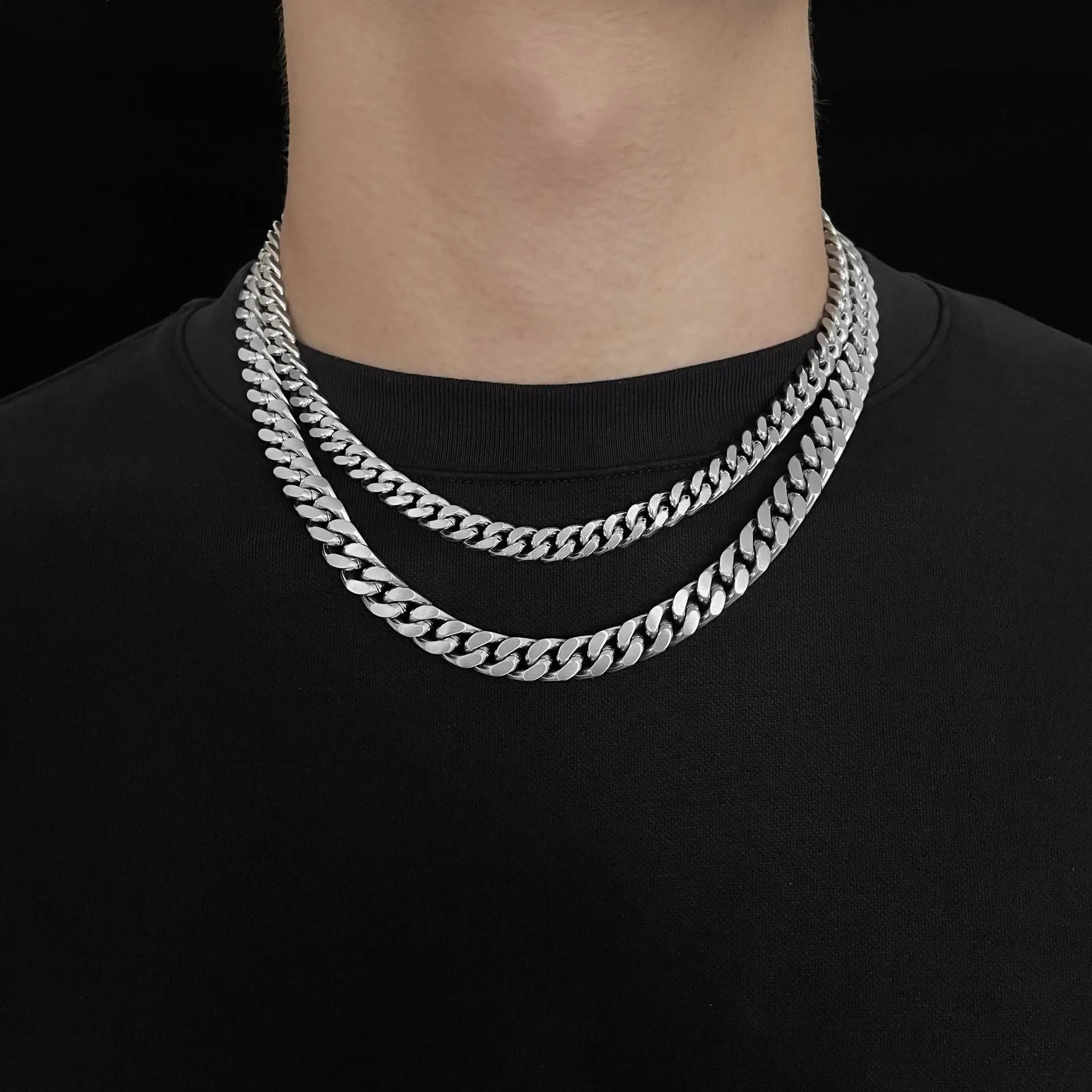 

Wholesale Hip Hop Men Stainless Steel Cuba Chain Titanium Steel Necklace Jewelry