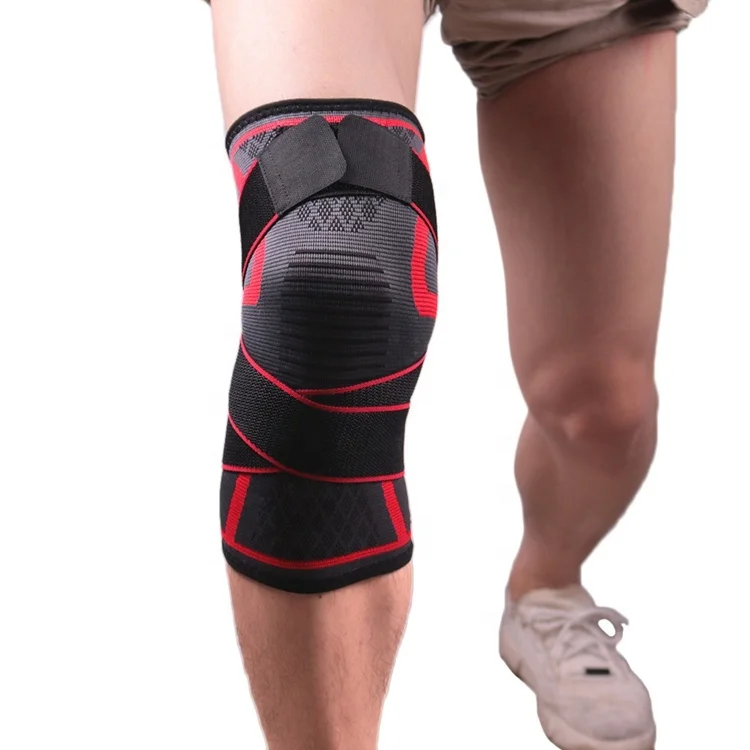 

Pressure Knitting Knee Protector for Running and Fitness X-1313, Black, red