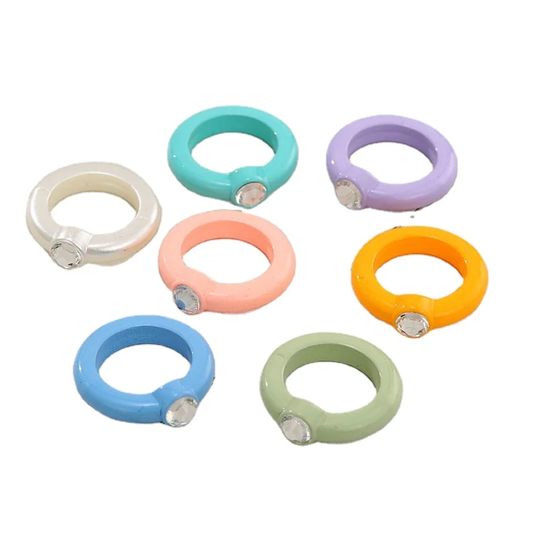 

ins Trendy geometric Stacked colorful resin diamond Rings for Women Jewelry, As the picturs