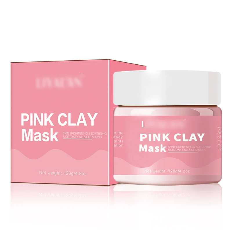 

New design Private Label Organic Facial Cleansing Kaolin Mud Mask Skin Care Face Brighten Whitening Rose Pink Clay Mas