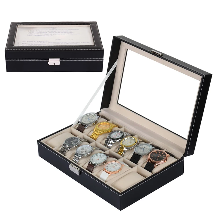

Wholesale Supply Watches Box 12 Slots Display Organizer Storage Gift Cases