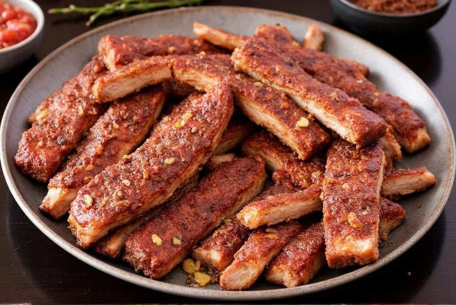 Various types of ribs displayed on a wooden board