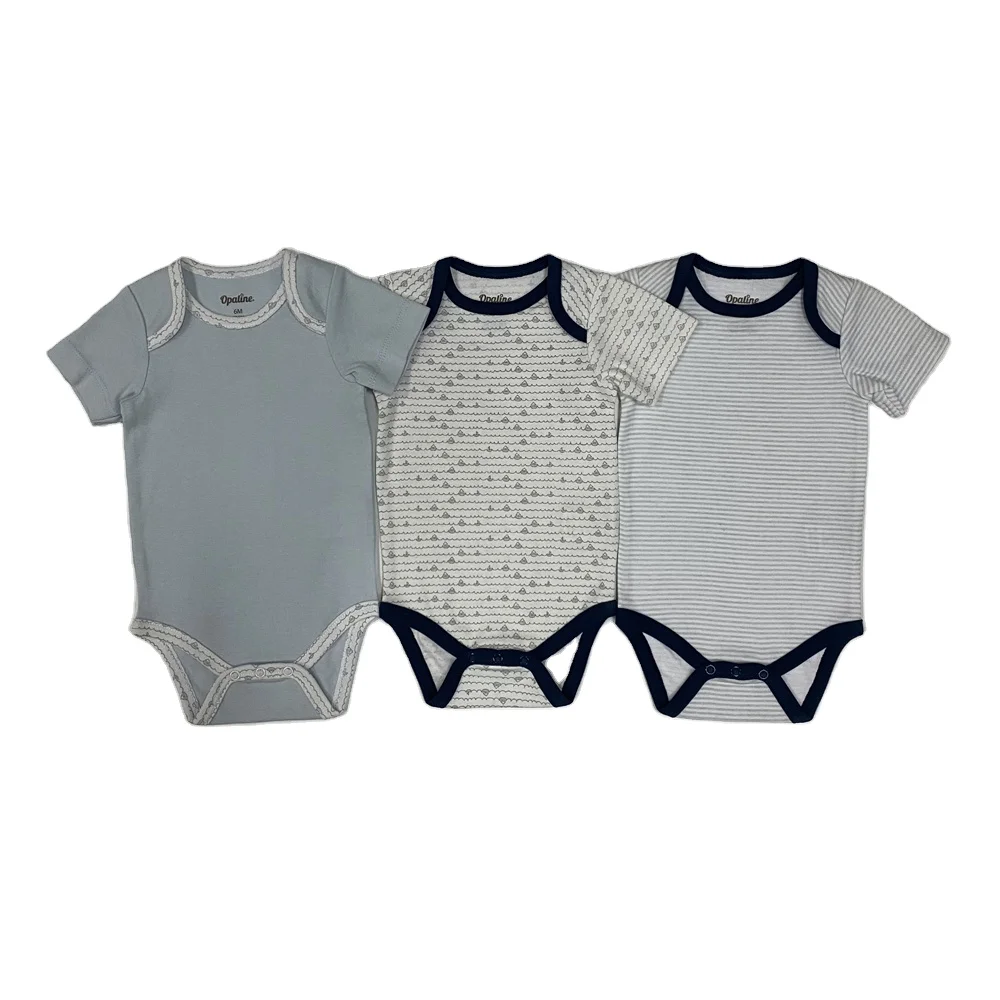 

Factory Oem Wholesale Baby Short Sleeve Cotton Kids Suit 3 Pcs Newborn Cloths With Button For Baby Summer