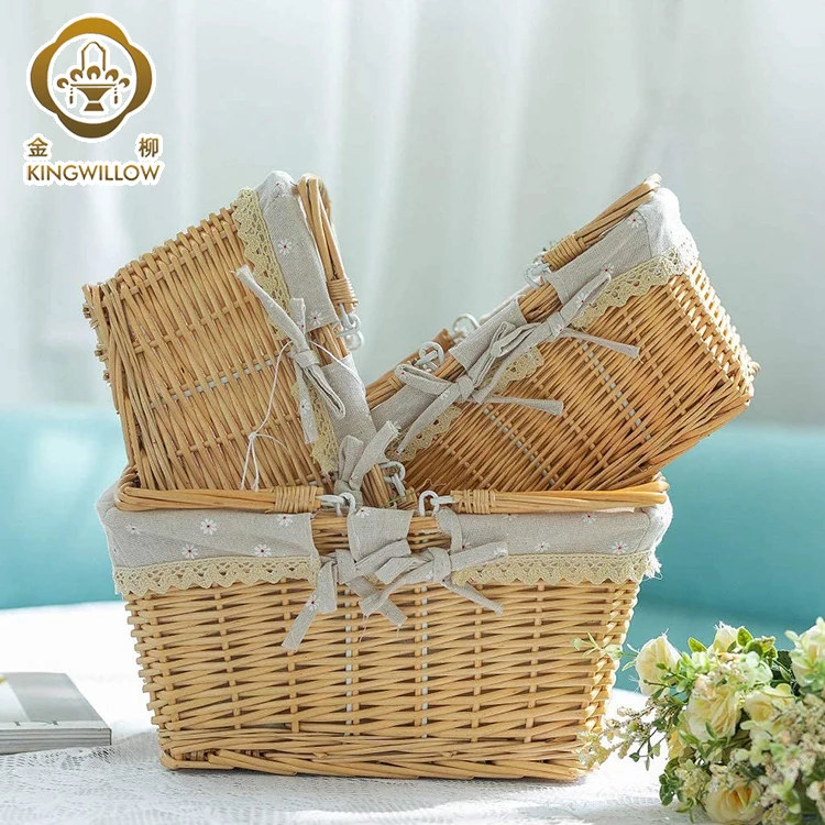 

Kingwillow handmade wicker picnic basket with handle set of 3 wholesale, Customized