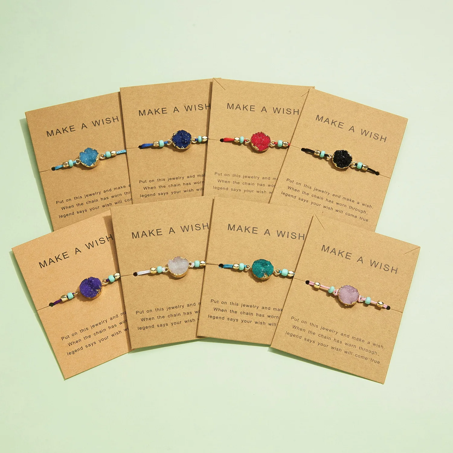 

Fashion Make A Wish Natural Stone Handmade Wrap Rope Bracelet Women