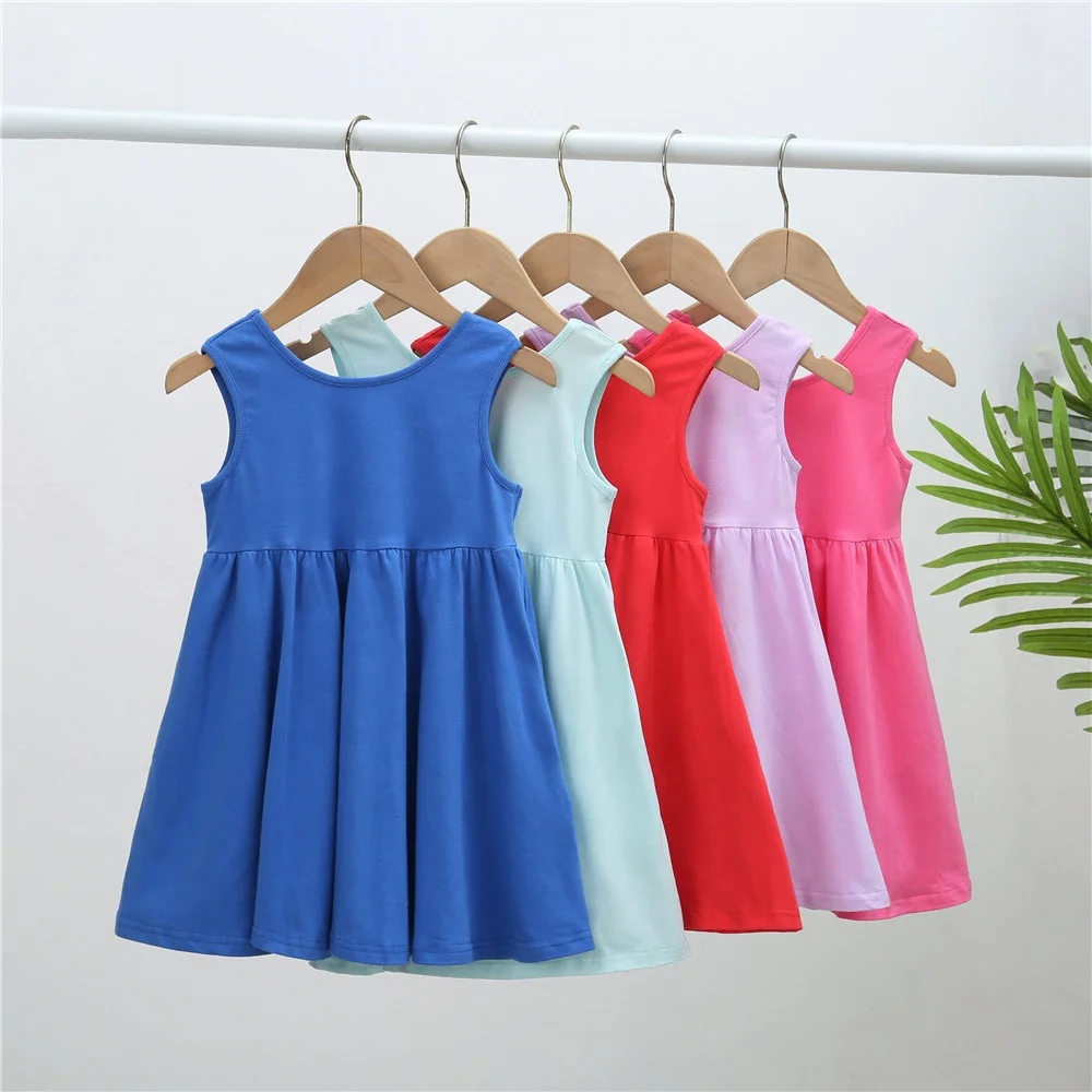 

Factory Custom Summer Clothes 2-9 Yrs Toddler Girl Clothes Sleeveless Casual Dresses Girls' Vests, Customized color