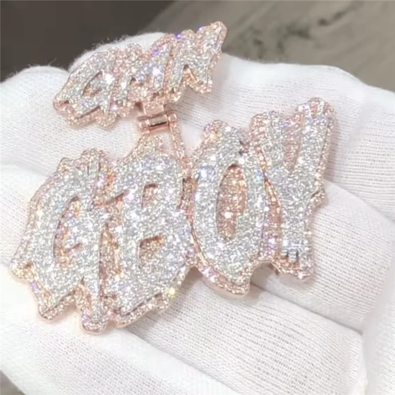 

Customized Iced Out Pendant Hip Hop Jewelry VVS Moissanite Diamond 925 Silver 14K/18K Gold Plated Customized Pendants & Charms