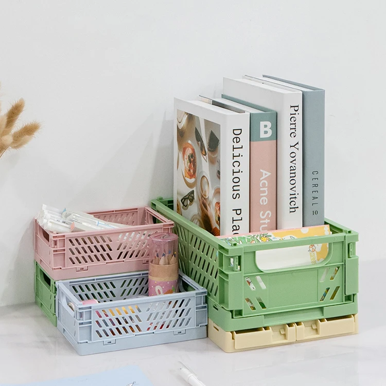 

Home small organizer folding pen storage plastic basket for desktop