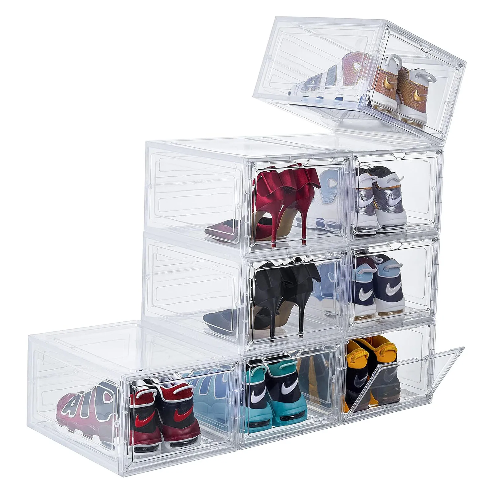 FirstSail Foldable Eco-Friendly Plastic Boot Shoe Box with Ribbon Handles 1 Pack Rectangle Household Storage Container