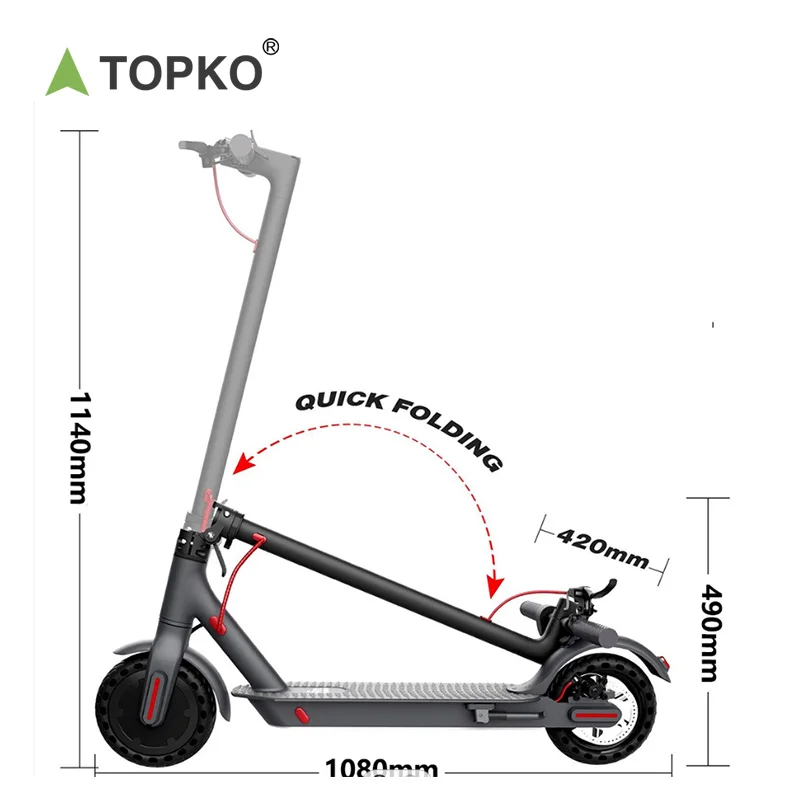 

TOPKO powerful adult 350w folding electric mobility moped scooters wholesale two wheel kick scooter electricos, Customized