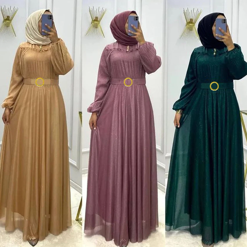 

2023 Turkish Robe Green Latest Designs Long Muslim Dress Women Dubai From Islamic Clothing Party Dresses