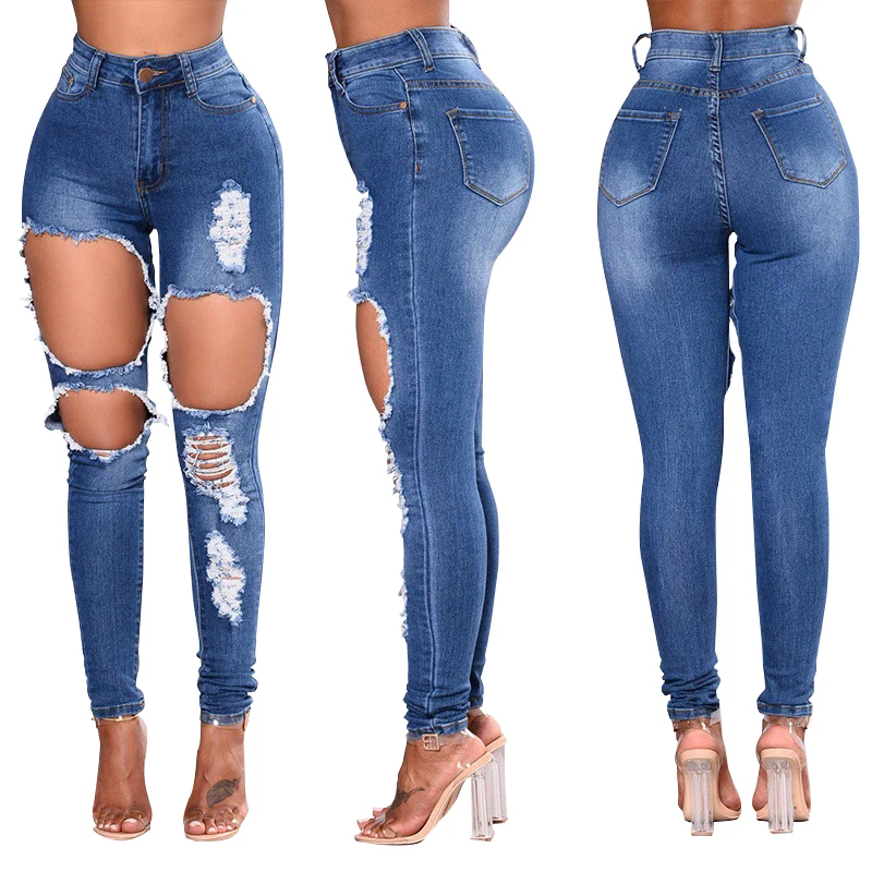 

2021 new arrivals women jeans slim Wholesale sexy stretch denim fringe waistband high-waisted jeans ropa de mujer