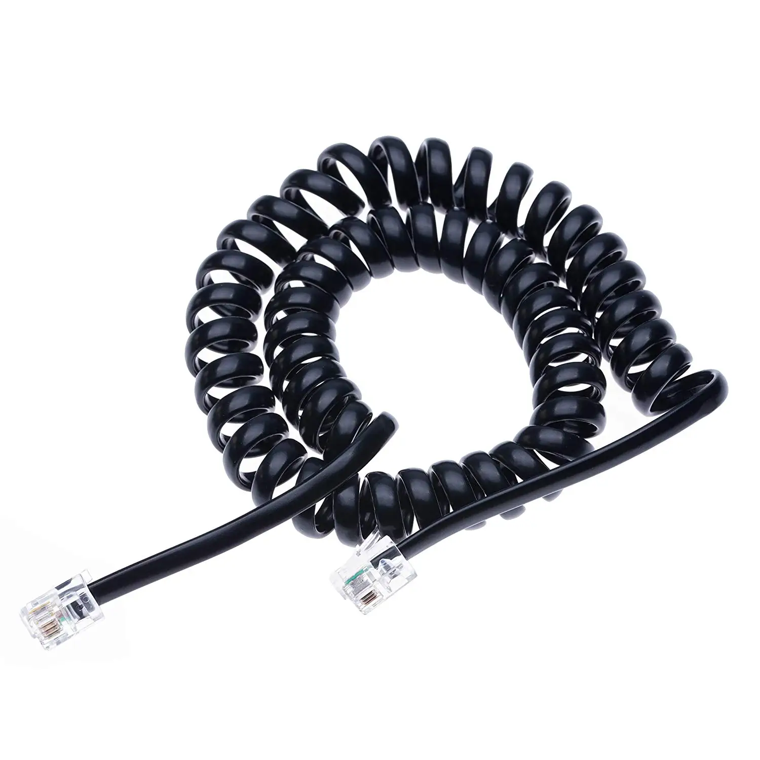 Black 10Ft 3M Telephone RJ11 Spiral Coiled Phone Handset Cord Extension Cables