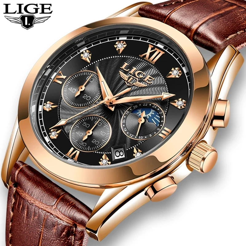 

LIGE 2021 hot sales Sport Watches Luminous Waterproof Quartz Watch Men Chronograph Wrist Watch Wholesale Price