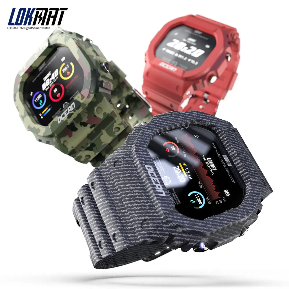 

LOKMAT Ocean Smart Watch Heart Rate Blood Pressure Message and Call Reminder IP68 Waterproof 1.14 inch New Smart Bracelet, Black