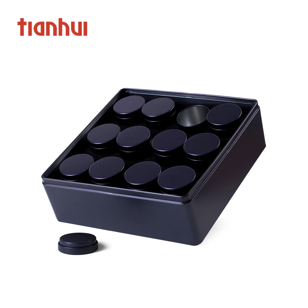 
hot sale chinese high quality black tea tin box with 12 round tin canisters  (62556132203)