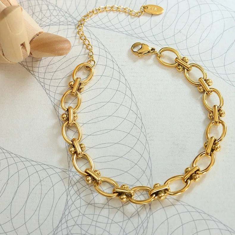 

Temperament Thick Chain Lovers Bracelet Jewelry Titanium Steel Splicing Bracelet Jewelry