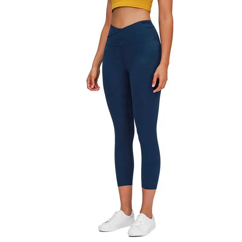 

LULU High Waist Butt Lifting Side Waist Stacked Yoga Capri fitness pants recycled sportswear Training gym V Shape Leggings