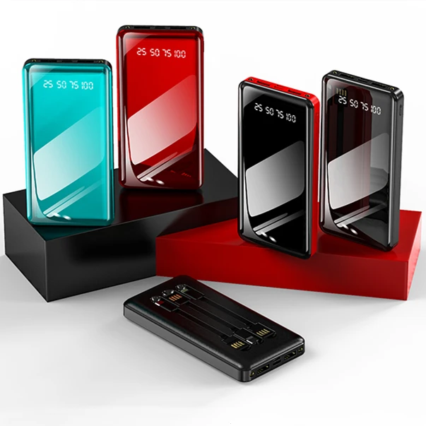 

Factory wholesale With 2USB Output with cable powerbank 20000mah power bank, Black,red,mirror red, mirror blue