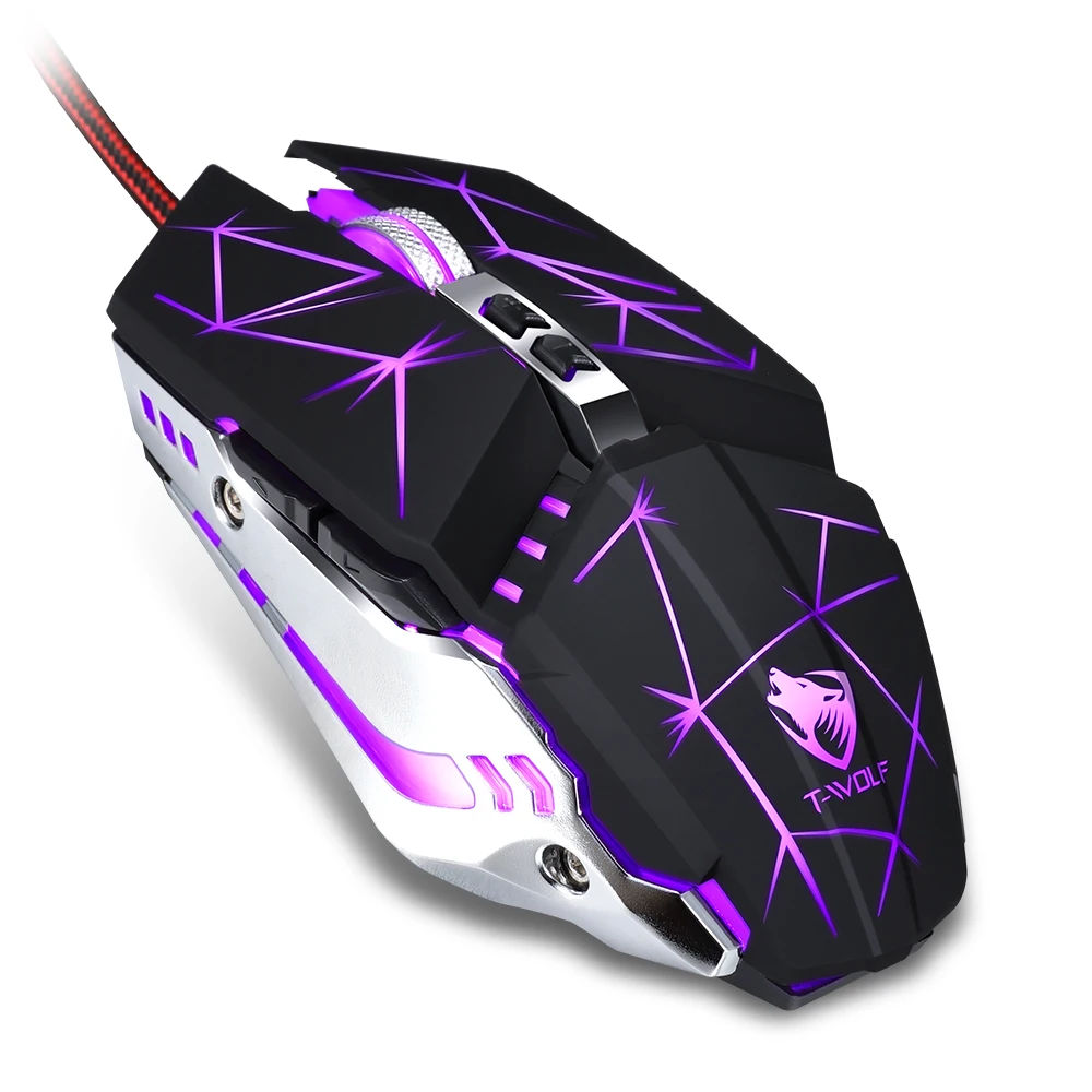 

T-wolf V7 mechanical gaming mouse wired gaming aggravated macro programming USB backlight for notebook desktop office