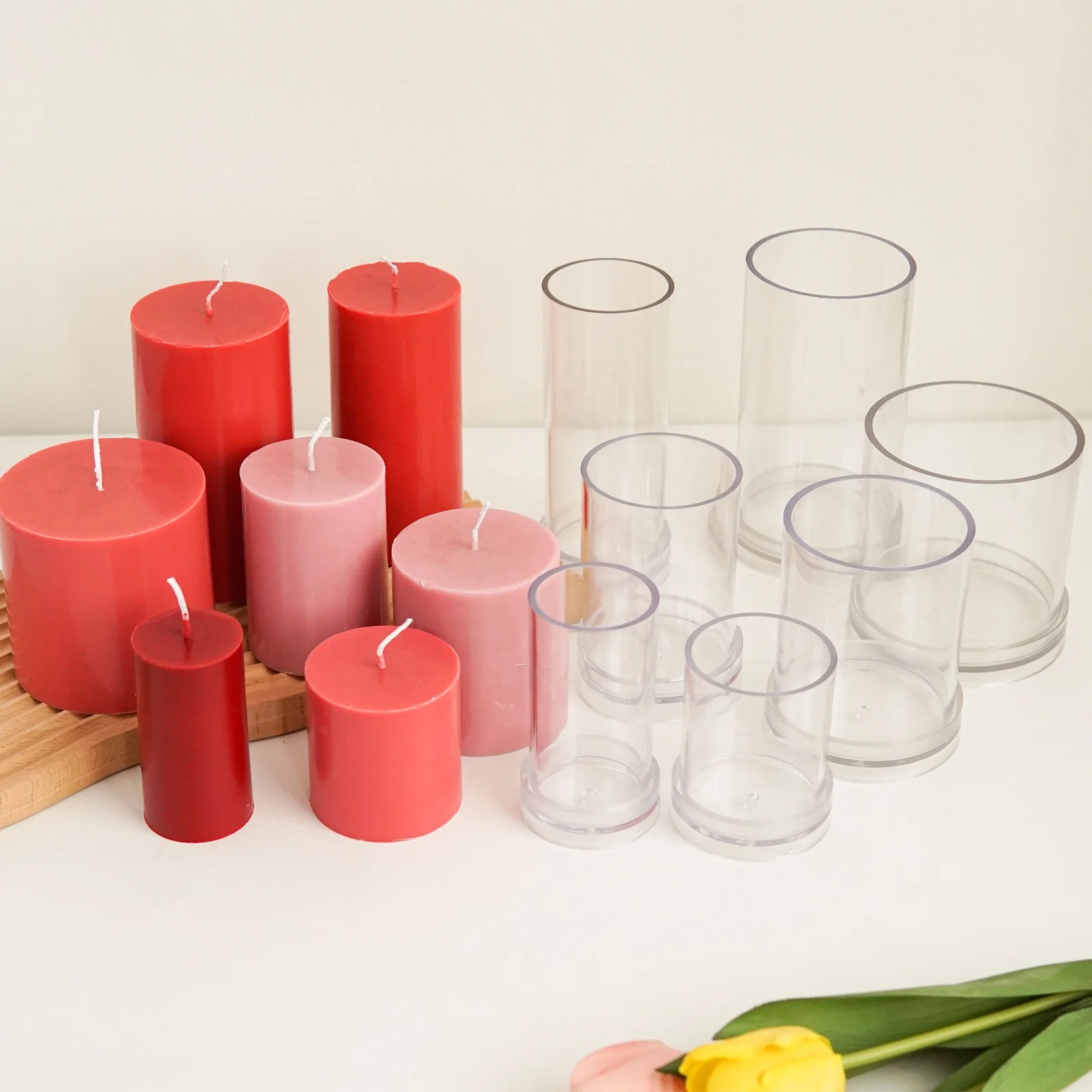 

DM696 Acrylic Cylinder Candle Mould Pillar Epoxy Resin Casting Mold Plastic Round Mold for DIY Crafts Home Decoration