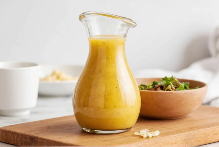 Step-by-step preparation of homemade miso ginger dressing showing ingredients being whisked in a glass bowl
