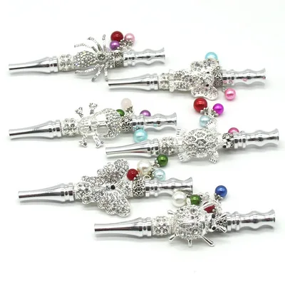 

D0448 Wholesale Hookah Tips with Rhinestones Handmade Metal Mouth Tip Cigarette Hookah Holders, Custom color